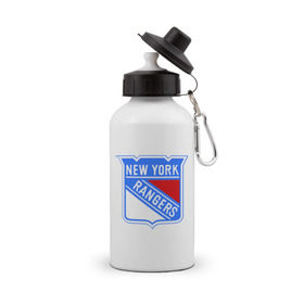 Бутылка спортивная с принтом New York Rangers , металл | емкость — 500 мл, в комплекте две пластиковые крышки и карабин для крепления | new york rangers | nhl | национальная хоккейная лига | нью йорк рейнджерс | хоккей | хоккейная лига