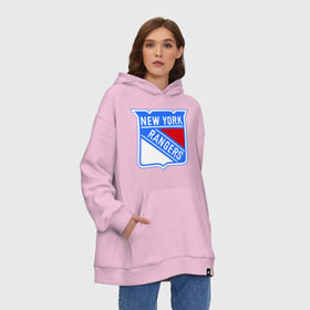 Худи SuperOversize хлопок с принтом New York Rangers , 70% хлопок, 30% полиэстер, мягкий начес внутри | карман-кенгуру, эластичная резинка на манжетах и по нижней кромке, двухслойный капюшон
 | new york rangers | nhl | национальная хоккейная лига | нью йорк рейнджерс | хоккей | хоккейная лига