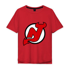 Мужская футболка хлопок Oversize с принтом New Jersey Devils , 100% хлопок | свободный крой, круглый ворот, “спинка” длиннее передней части | Тематика изображения на принте: национальная хоккейная лига | нхл | нью джерси девилс