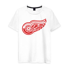 Мужская футболка хлопок с принтом Detroit Red Wings , 100% хлопок | прямой крой, круглый вырез горловины, длина до линии бедер, слегка спущенное плечо. | hockey | nhl | лига | нхл | хокей | хоккей | хоккейная лига