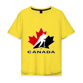 Мужская футболка хлопок Oversize с принтом Canada , 100% хлопок | свободный крой, круглый ворот, “спинка” длиннее передней части | Тематика изображения на принте: canada | hockey | nhl | канада | лига | нхл | хокей | хокейнаялига | хоккей | хоккейная лига