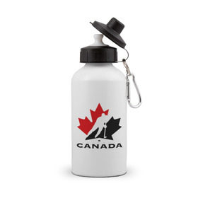 Бутылка спортивная с принтом Canada , металл | емкость — 500 мл, в комплекте две пластиковые крышки и карабин для крепления | Тематика изображения на принте: canada | hockey | nhl | канада | лига | нхл | хокей | хокейнаялига | хоккей | хоккейная лига