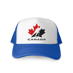 Кепка тракер с сеткой с принтом Canada , трикотажное полотно; задняя часть — сетка | длинный козырек, универсальный размер, пластиковая застежка | canada | hockey | nhl | канада | лига | нхл | хокей | хокейнаялига | хоккей | хоккейная лига