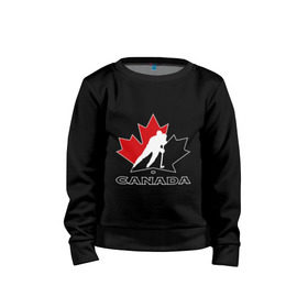 Детский свитшот хлопок с принтом Canada , 100% хлопок | круглый вырез горловины, эластичные манжеты, пояс и воротник | Тематика изображения на принте: canada | hockey | nhl | канада | лига | нхл | хокей | хокейнаялига | хоккей | хоккейная лига
