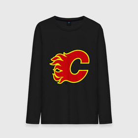 Мужской лонгслив хлопок с принтом Calgary Flames , 100% хлопок |  | calgary flames | nhl | гелери флеймс | нхл | хоккей | хоккейная лига
