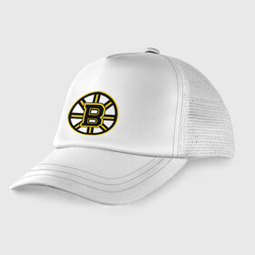 Детская кепка тракер с принтом Boston Bruins , Козырек - 100% хлопок. Кепка - 100% полиэстер, Задняя часть - сетка | универсальный размер, пластиковая застёжка | нхл | хоккейная лига