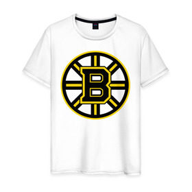 Мужская футболка хлопок с принтом Boston Bruins , 100% хлопок | прямой крой, круглый вырез горловины, длина до линии бедер, слегка спущенное плечо. | нхл | хоккейная лига