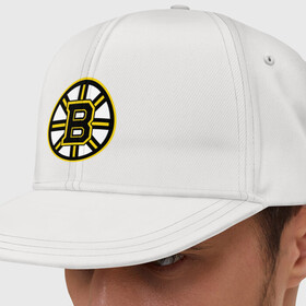 Кепка снепбек с прямым козырьком с принтом Boston Bruins , хлопок 100% |  | нхл | хоккейная лига