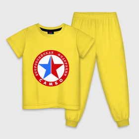 Детская пижама хлопок с принтом Федерация САМБО , 100% хлопок |  брюки и футболка прямого кроя, без карманов, на брюках мягкая резинка на поясе и по низу штанин
 | борьба