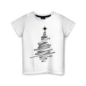 Детская футболка хлопок с принтом Ёлка (2) , 100% хлопок | круглый вырез горловины, полуприлегающий силуэт, длина до линии бедер | Тематика изображения на принте: new year | ёлка | нг | новогоднее дерево | новый год