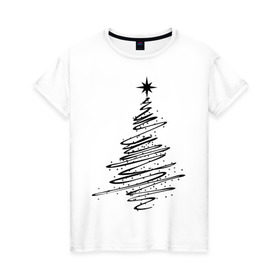 Женская футболка хлопок с принтом Ёлка (2) , 100% хлопок | прямой крой, круглый вырез горловины, длина до линии бедер, слегка спущенное плечо | new year | ёлка | нг | новогоднее дерево | новый год