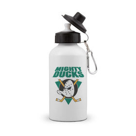 Бутылка спортивная с принтом Anaheim Mighty Ducks , металл | емкость — 500 мл, в комплекте две пластиковые крышки и карабин для крепления | anaheim mighty ducks | майти дакс | национальная лига калифорнии | хокей | хоккей
