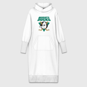 Платье удлиненное хлопок с принтом Anaheim Mighty Ducks ,  |  | Тематика изображения на принте: anaheim mighty ducks | майти дакс | национальная лига калифорнии | хокей | хоккей