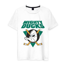 Мужская футболка хлопок с принтом Anaheim Mighty Ducks , 100% хлопок | прямой крой, круглый вырез горловины, длина до линии бедер, слегка спущенное плечо. | anaheim mighty ducks | майти дакс | национальная лига калифорнии | хокей | хоккей