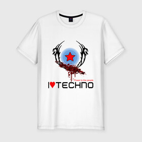 Мужская футболка премиум с принтом I love techno (4) , 92% хлопок, 8% лайкра | приталенный силуэт, круглый вырез ворота, длина до линии бедра, короткий рукав | love techno | techno | люблю техно | техно | я люблю | я люблю техно