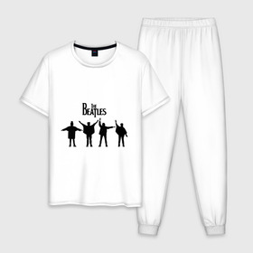 Мужская пижама хлопок с принтом The Beatles(3) , 100% хлопок | брюки и футболка прямого кроя, без карманов, на брюках мягкая резинка на поясе и по низу штанин
 | beatles | lennon | битлз | битлс | битлы | леннон