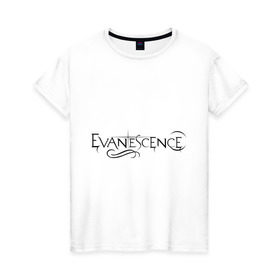 Женская футболка хлопок с принтом Evanescence , 100% хлопок | прямой крой, круглый вырез горловины, длина до линии бедер, слегка спущенное плечо | Тематика изображения на принте: evanescence | американский рок | метал | рок | эвенескин