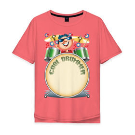 Мужская футболка хлопок Oversize с принтом Cool Drummer , 100% хлопок | свободный крой, круглый ворот, “спинка” длиннее передней части | барабанщик | музыка | музыкант | ударник