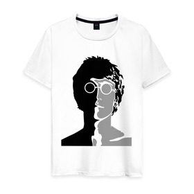 Мужская футболка хлопок с принтом Джон Леннон , 100% хлопок | прямой крой, круглый вырез горловины, длина до линии бедер, слегка спущенное плечо. | 