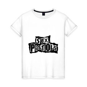 Женская футболка хлопок с принтом Sex Pistols , 100% хлопок | прямой крой, круглый вырез горловины, длина до линии бедер, слегка спущенное плечо | metall | punk | rock | метал | металл | панк | панк рок | рок