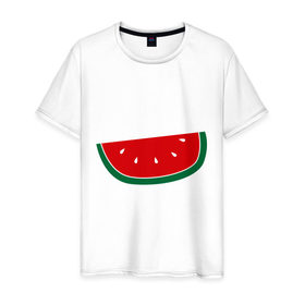 Мужская футболка хлопок с принтом Watermelon , 100% хлопок | прямой крой, круглый вырез горловины, длина до линии бедер, слегка спущенное плечо. | watermelon | арбуз | долька арбуза | фрукт | ягода