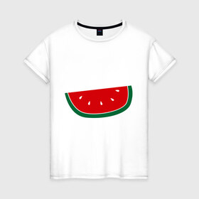 Женская футболка хлопок с принтом Watermelon , 100% хлопок | прямой крой, круглый вырез горловины, длина до линии бедер, слегка спущенное плечо | watermelon | арбуз | долька арбуза | фрукт | ягода
