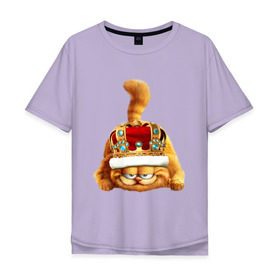 Мужская футболка хлопок Oversize с принтом Гарфилд (2) , 100% хлопок | свободный крой, круглый ворот, “спинка” длиннее передней части | гарфилд garfield | король | корона | кот | царь
