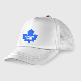 Детская кепка тракер с принтом Toronto Maple Leafs , Козырек - 100% хлопок. Кепка - 100% полиэстер, Задняя часть - сетка | универсальный размер, пластиковая застёжка | toronto maple leafs | канада | канадская лига | канадцы | лига | торонто мепл ливс | хокей | хоккей