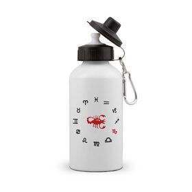 Бутылка спортивная с принтом Скорпион (5) , металл | емкость — 500 мл, в комплекте две пластиковые крышки и карабин для крепления | Тематика изображения на принте: zodiac | гороскоп | знак зодиака | знаки зодиака | скрпион