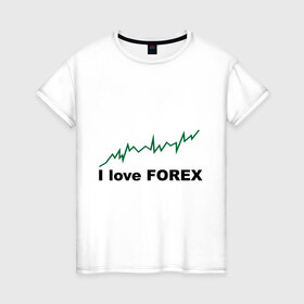 Женская футболка хлопок с принтом Я люблю Форекс , 100% хлопок | прямой крой, круглый вырез горловины, длина до линии бедер, слегка спущенное плечо | forex | биржа | график | котировки | торговля | трейдер