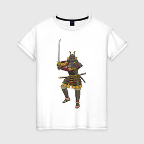 Женская футболка хлопок с принтом Samuray , 100% хлопок | прямой крой, круглый вырез горловины, длина до линии бедер, слегка спущенное плечо | samuray | воин | древний восток | самурай