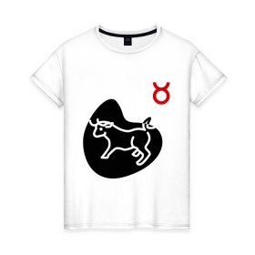 Женская футболка хлопок с принтом Телец(6) , 100% хлопок | прямой крой, круглый вырез горловины, длина до линии бедер, слегка спущенное плечо | гороскоп | знак зодиака | знаки зодиака | телец