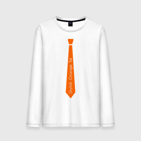 Мужской лонгслив хлопок с принтом Стильный оранжевый галстук , 100% хлопок |  | гастук | оранжевый | стиль | стильный