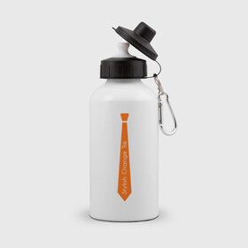 Бутылка спортивная с принтом Стильный оранжевый галстук , металл | емкость — 500 мл, в комплекте две пластиковые крышки и карабин для крепления | гастук | оранжевый | стиль | стильный