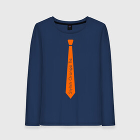 Женский лонгслив хлопок с принтом Стильный оранжевый галстук , 100% хлопок |  | гастук | оранжевый | стиль | стильный