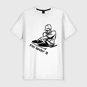 Мужская футболка премиум с принтом I `m lovin ` it (2) , 92% хлопок, 8% лайкра | приталенный силуэт, круглый вырез ворота, длина до линии бедра, короткий рукав | 