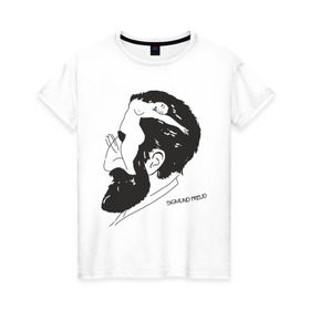 Женская футболка хлопок с принтом Портрет Зигмунда Фрейда , 100% хлопок | прямой крой, круглый вырез горловины, длина до линии бедер, слегка спущенное плечо | зигмунд фрейд | знаменитость | знаменитые личности | психология