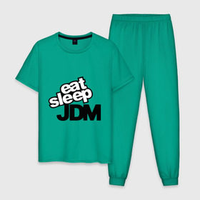 Мужская пижама хлопок с принтом Eat sleep jdm , 100% хлопок | брюки и футболка прямого кроя, без карманов, на брюках мягкая резинка на поясе и по низу штанин
 | domestic | eat sleep jdm | japanese | japanese domestic market | jdm style | market