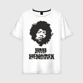 Женская футболка хлопок Oversize с принтом Jimi Hendrix , 100% хлопок | свободный крой, круглый ворот, спущенный рукав, длина до линии бедер
 | 60е | гитарист | джими хендрикс | джимми хендрикс | ретро | рок