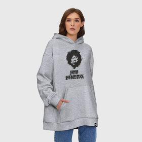 Худи SuperOversize хлопок с принтом Jimi Hendrix , 70% хлопок, 30% полиэстер, мягкий начес внутри | карман-кенгуру, эластичная резинка на манжетах и по нижней кромке, двухслойный капюшон
 | 60е | гитарист | джими хендрикс | джимми хендрикс | ретро | рок