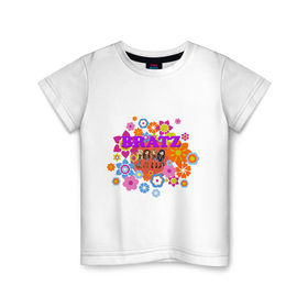 Детская футболка хлопок с принтом Bratz in flowers , 100% хлопок | круглый вырез горловины, полуприлегающий силуэт, длина до линии бедер | bratz | братц