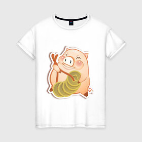 Женская футболка хлопок с принтом Pig (3) , 100% хлопок | прямой крой, круглый вырез горловины, длина до линии бедер, слегка спущенное плечо | 