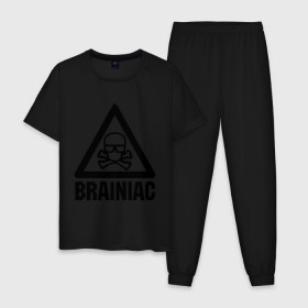 Мужская пижама хлопок с принтом Brainiac , 100% хлопок | брюки и футболка прямого кроя, без карманов, на брюках мягкая резинка на поясе и по низу штанин
 | brainiac | брейниак | комиксы | мозг | череп