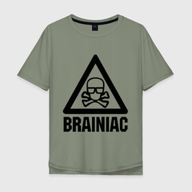 Мужская футболка хлопок Oversize с принтом Brainiac , 100% хлопок | свободный крой, круглый ворот, “спинка” длиннее передней части | brainiac | брейниак | комиксы | мозг | череп