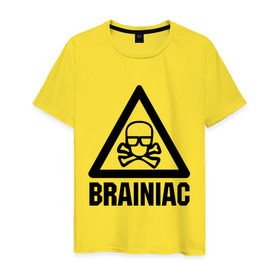 Мужская футболка хлопок с принтом Brainiac , 100% хлопок | прямой крой, круглый вырез горловины, длина до линии бедер, слегка спущенное плечо. | brainiac | брейниак | комиксы | мозг | череп