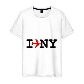 Мужская футболка хлопок с принтом Люблю Нью-Йорк (2) , 100% хлопок | прямой крой, круглый вырез горловины, длина до линии бедер, слегка спущенное плечо. | 
