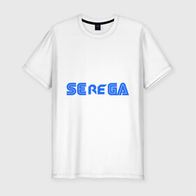 Мужская футболка премиум с принтом Serega , 92% хлопок, 8% лайкра | приталенный силуэт, круглый вырез ворота, длина до линии бедра, короткий рукав | sega | приставки | серега