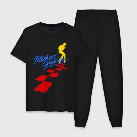 Мужская пижама хлопок с принтом Michael Jackson (11) , 100% хлопок | брюки и футболка прямого кроя, без карманов, на брюках мягкая резинка на поясе и по низу штанин
 | Тематика изображения на принте: майкл джексон
