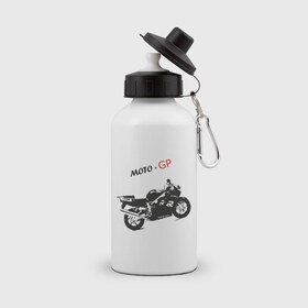Бутылка спортивная с принтом Moto-GP , металл | емкость — 500 мл, в комплекте две пластиковые крышки и карабин для крепления | moto gp | motokross | x fighters | мото | мотокросс | х файтерс | экстрим