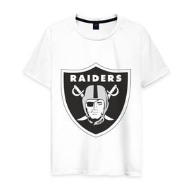 Мужская футболка хлопок с принтом Raiders , 100% хлопок | прямой крой, круглый вырез горловины, длина до линии бедер, слегка спущенное плечо. | raiders | значок | пираты | рейдеры | эмблема